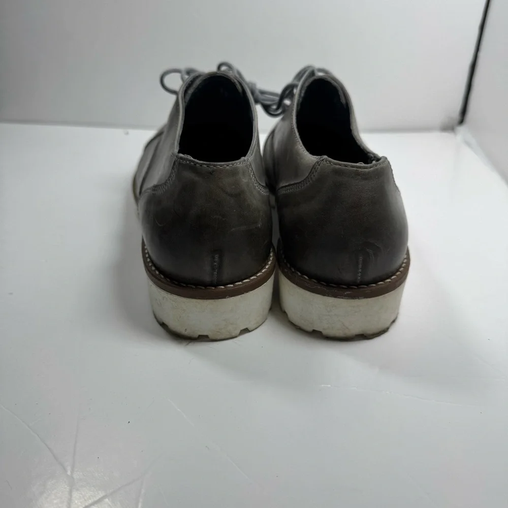 Romano Sicari Gray Leather Oxford Shoes Size 38 7.5 Women Made in Italy Academia